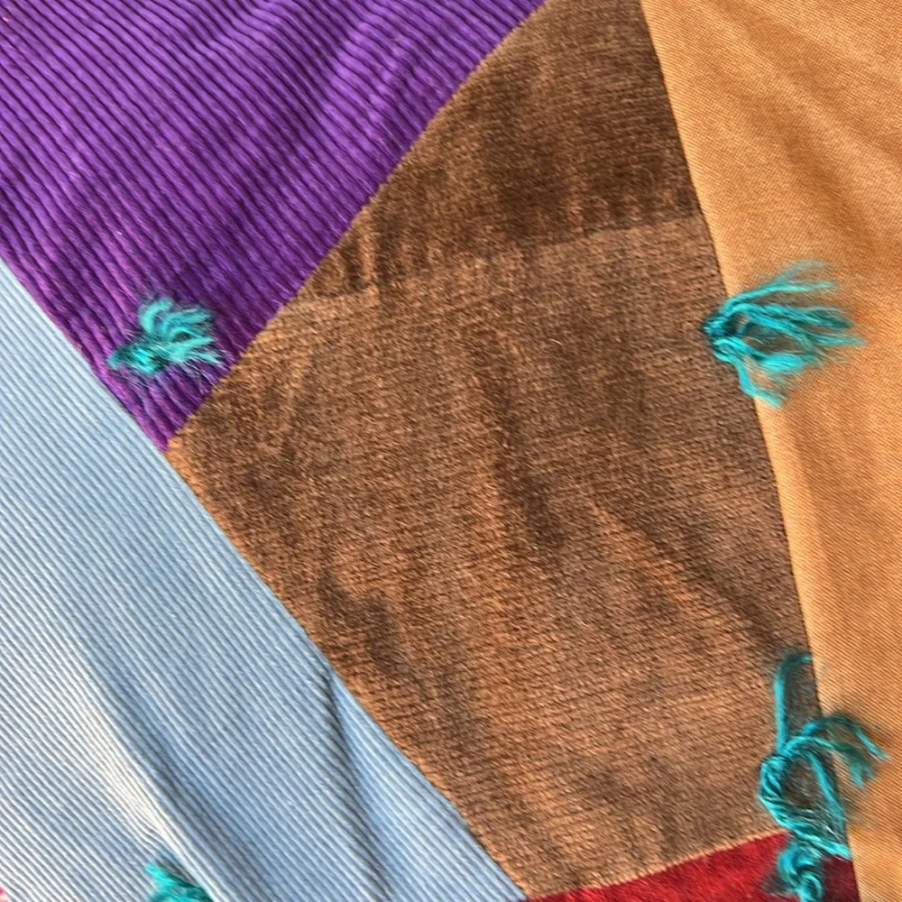 Hand crafted corduroy/velvet patchwork quilt
